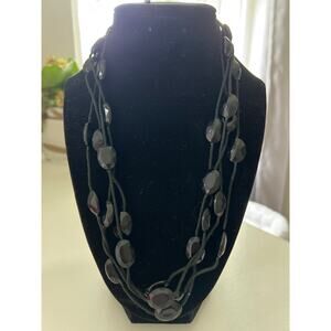 Vintage Black Bead Multi-strand Necklace
